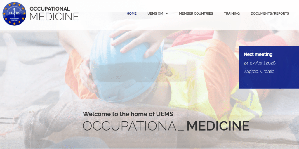 Screenshot homepage UEMS website